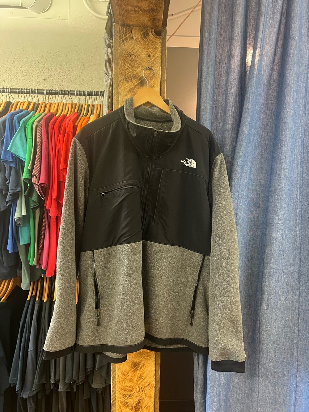 Vintage The North Face Black and Heather Gray Hybrid Jacket